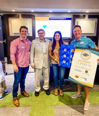Monica Fullerton, center, won the Startup Showdown with her pitch for Spouse-ly. (LVIMA)