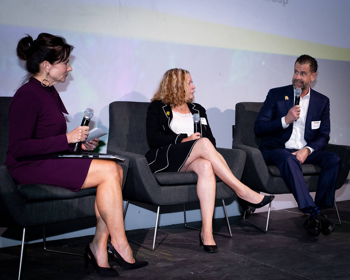 Vegas Chamber President and CEO Mary Beth Sewald led a panel discussion with Alex De Castroverd ...
