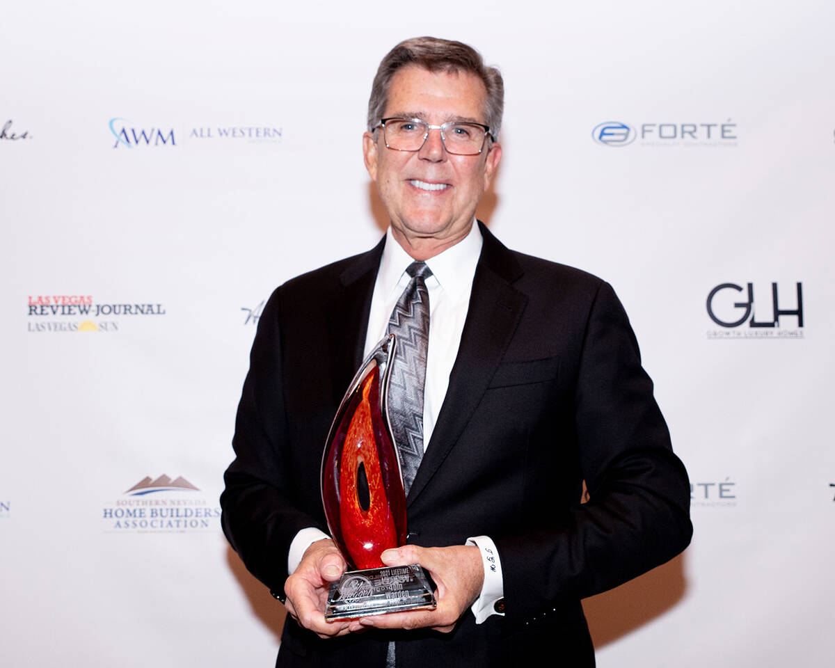 Howard Hughes Corp. executive Tom Warden receives the 2021 Silver Nugget Lifetime Achievement A ...