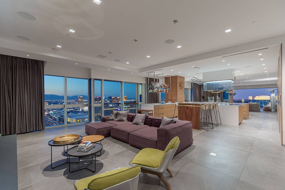 The 44th-floor penthouse has sweeping views of the Las Vegas Strip. (Ivan Sher Group)