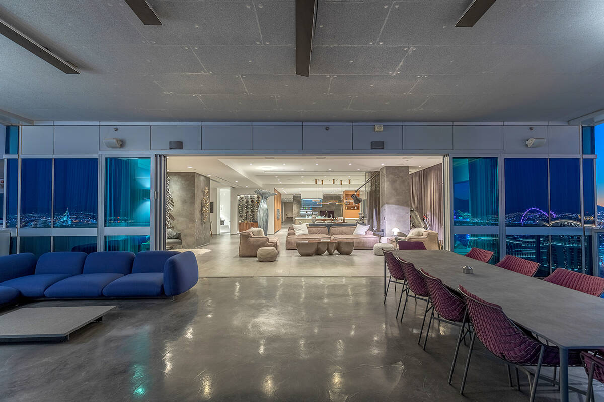 This 5,217-square-foot custom-designed penthouse in The Martin high-rise off the Strip features ...