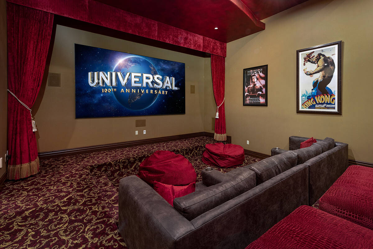 The 10,000-square-foot MacDonald Highlands mansion features a home theater. (Simply Vegas)