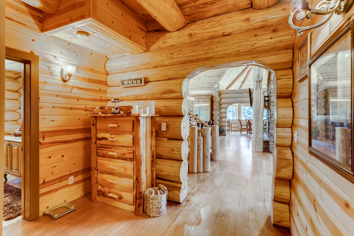 The log cabin has a rustic charm. (Mt. Charleston Realty)