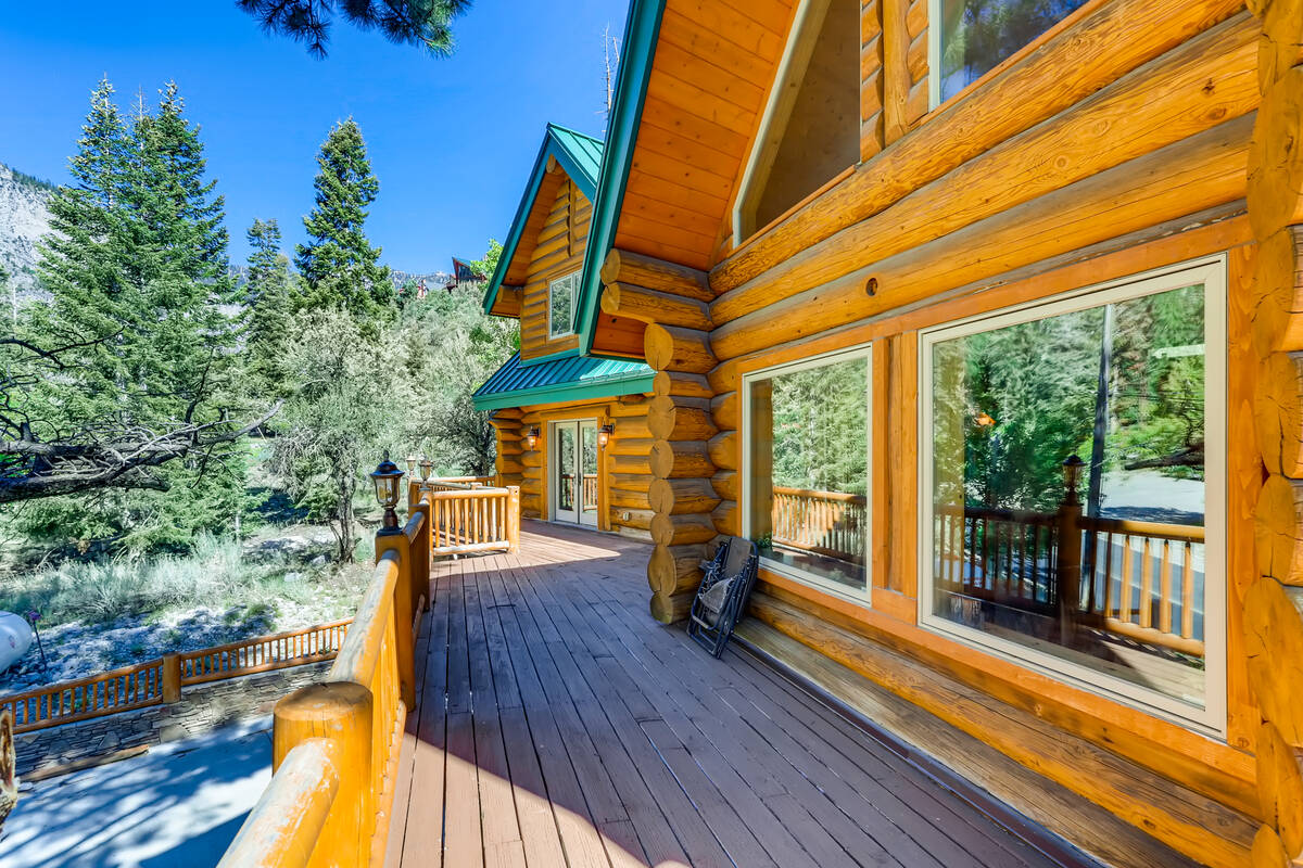 The deck has views of the forest. (Mt. Charleston Realty)