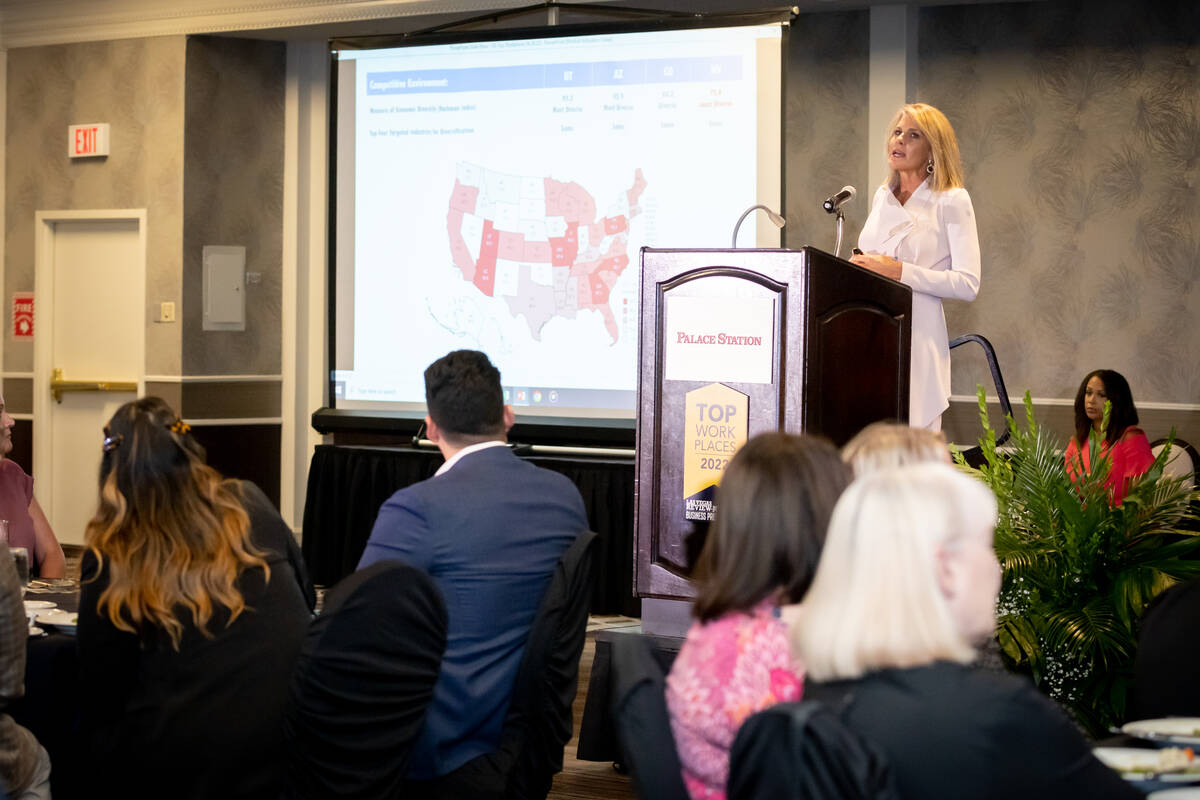 Tina Quigley, Las Vegas Global Economic Alliance CEO, was the keynote speaker for the event. (P ...