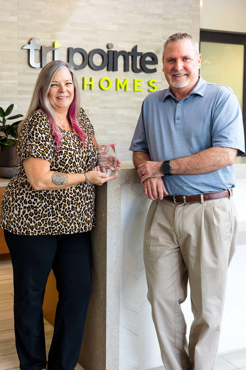 Tri Pointe Homes Holly Fite, purchasing coordinator, and Tom Wieme, director of purchasing