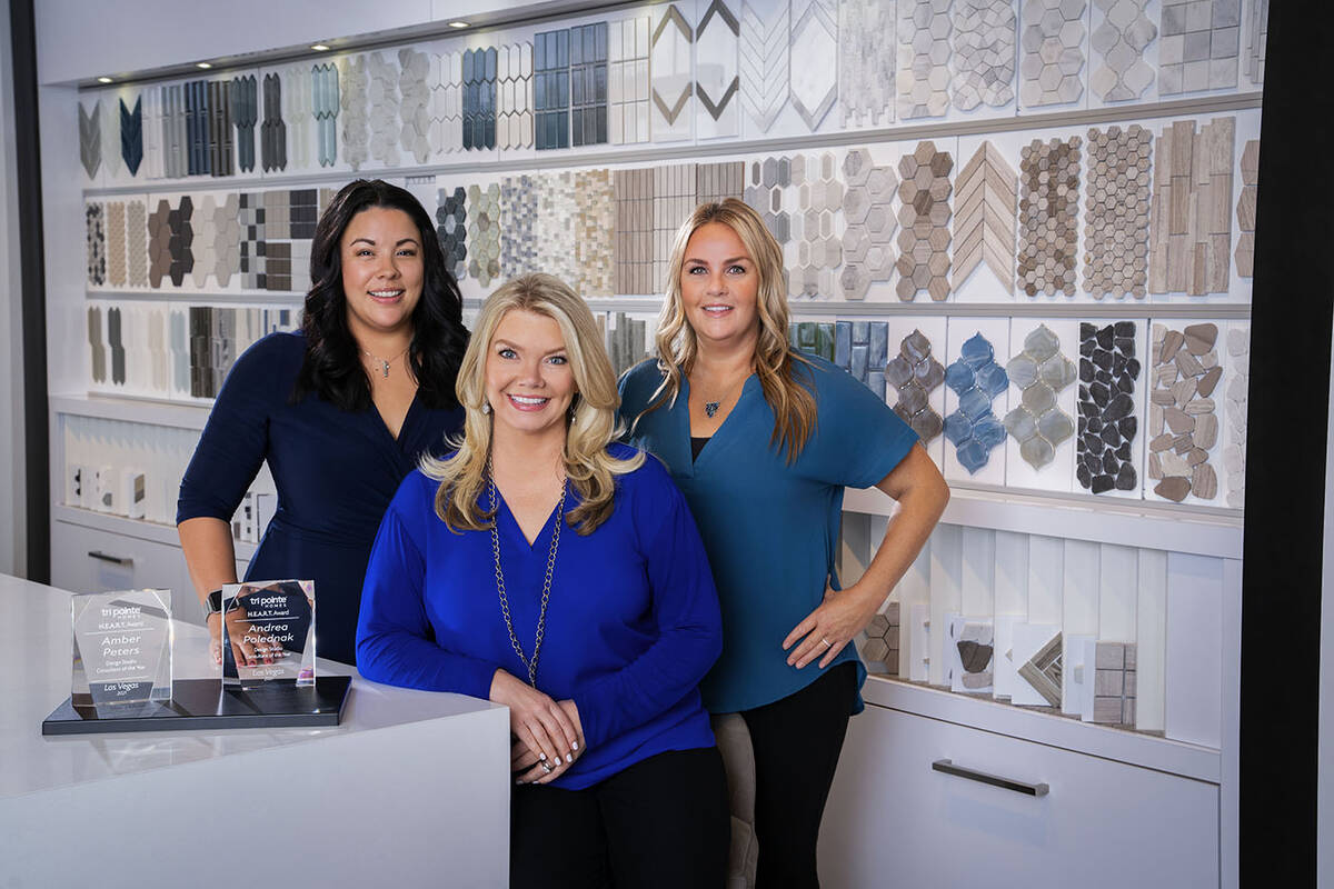 The Tri Pointe Homes Design Studio team includes from left, Amber Peters, Andrea Polednak and K ...