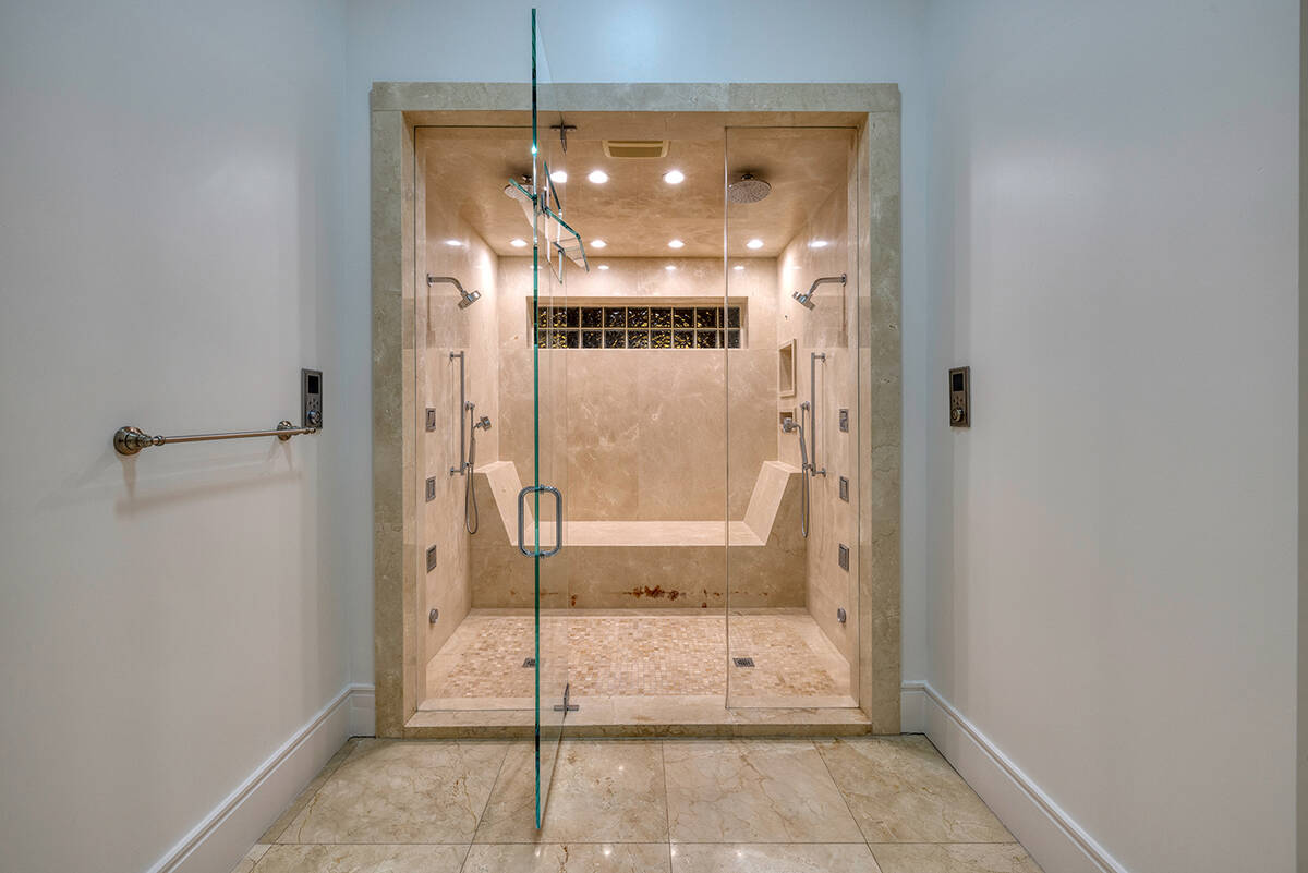 The shower in the master bedroom. (Las Vegas Sotheby’s International)