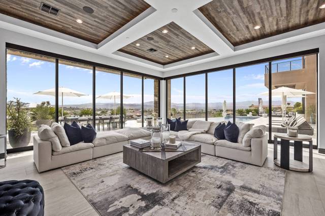 An indoor gathering space near the pool. (Douglas Elliman, Nevada)