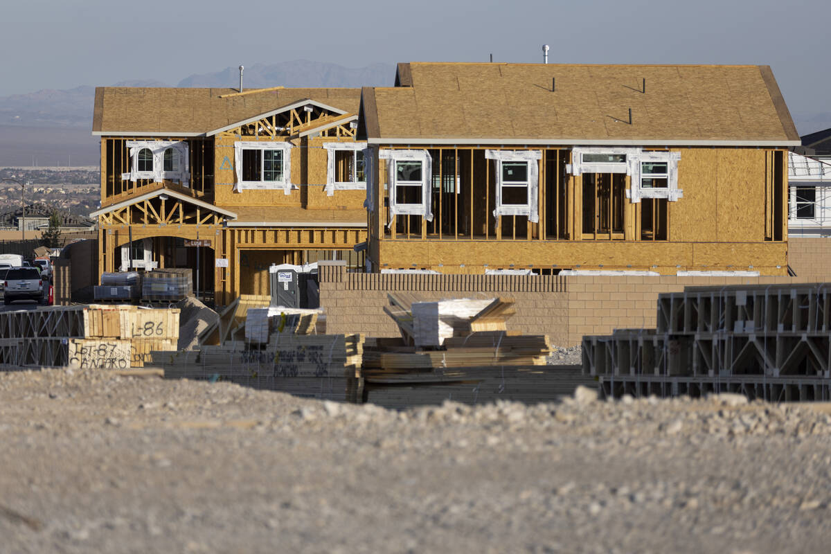Skye Canyon homes are shown under construction in the northwest master-planned community. Recen ...
