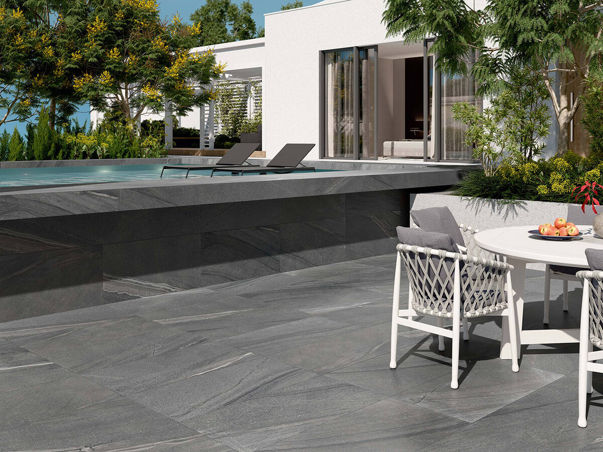 Ceramic tiles add beauty and functionality outdoors. (Coverings/Baldocer)