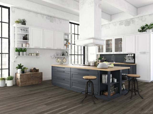 Luxury vinyl flooring captures the feel of wood with durability and low maintenance. (Coverings ...