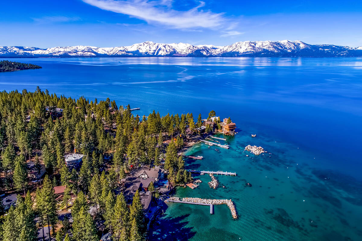 The lakefront estate overlooking Lake Tahoe on the Nevada side is located at 1028 Skyland Drive ...