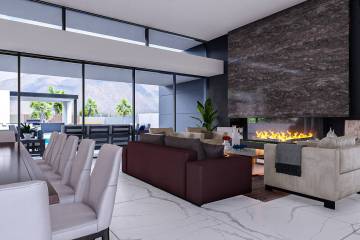This artist's rendering shows what a new custom Palm Springs home will look like when completed ...