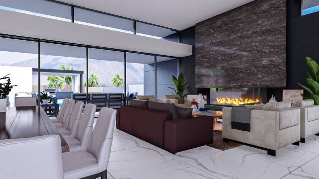 This artist's rendering shows what a new custom Palm Springs home will look like when completed ...