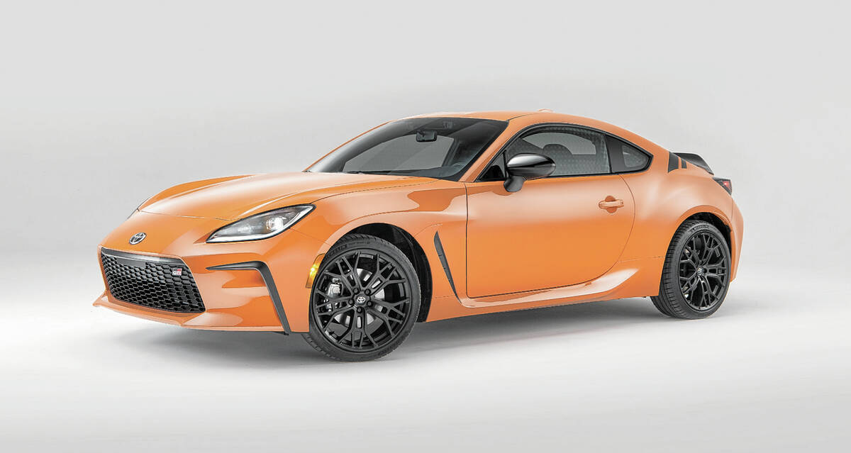The limited-edition orange 10th Anniversary Special Edition GR86 has dual exhaust outlets, exte ...