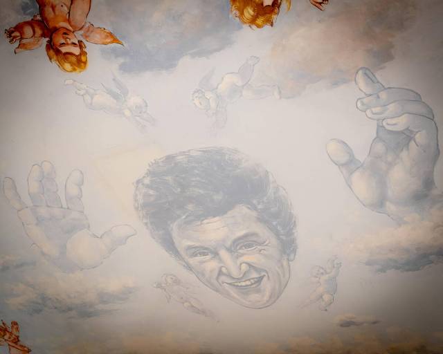 Liberace's likeness can still be seen in the famous ceiling mural in his former bedroom.  ...