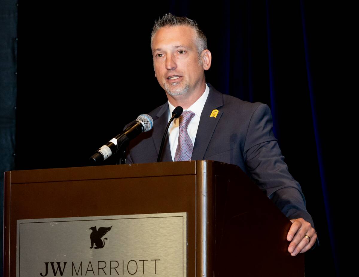 Jeff Lawrence welcomes more than 300 business leaders to the Nevada Top Workplaces awards cerem ...