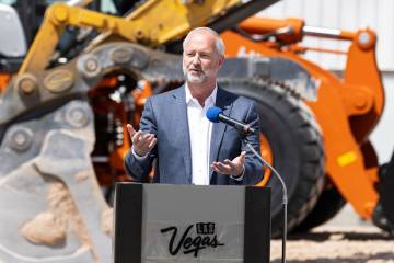 Steve Hill, president and CEO of the Las Vegas Convention and Visitors Authority, speaks during ...
