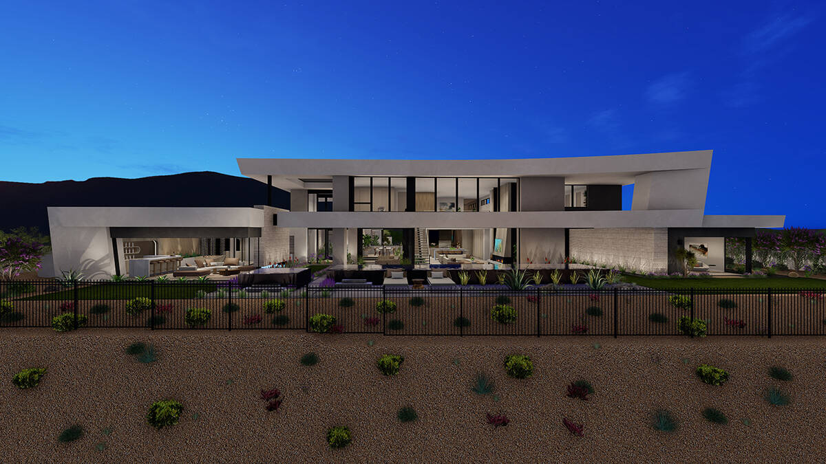 The custom home has five bedrooms and 6½ baths and a six-car garage. (Blue Heron)