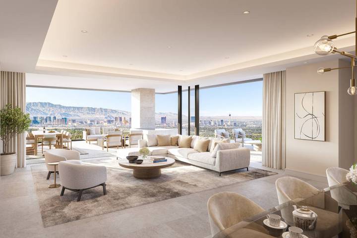The $1.3 billion two-tower hillside Four Seasons Private Residences Las Vegas in MacDonald High ...