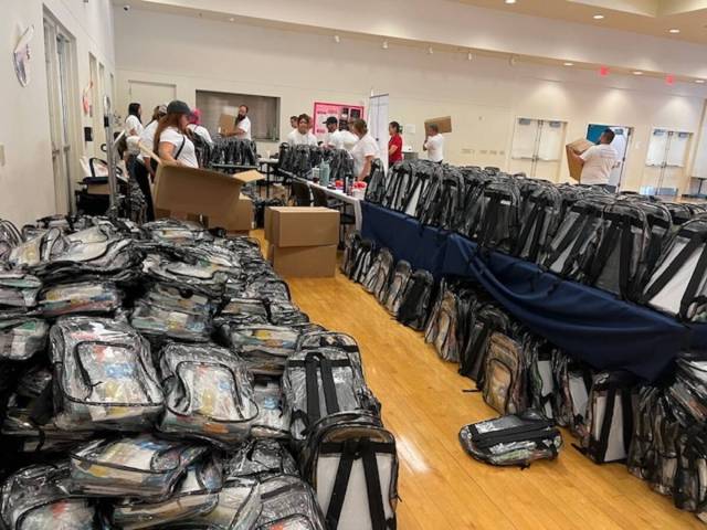 Donated backpacks. (Bank of America)