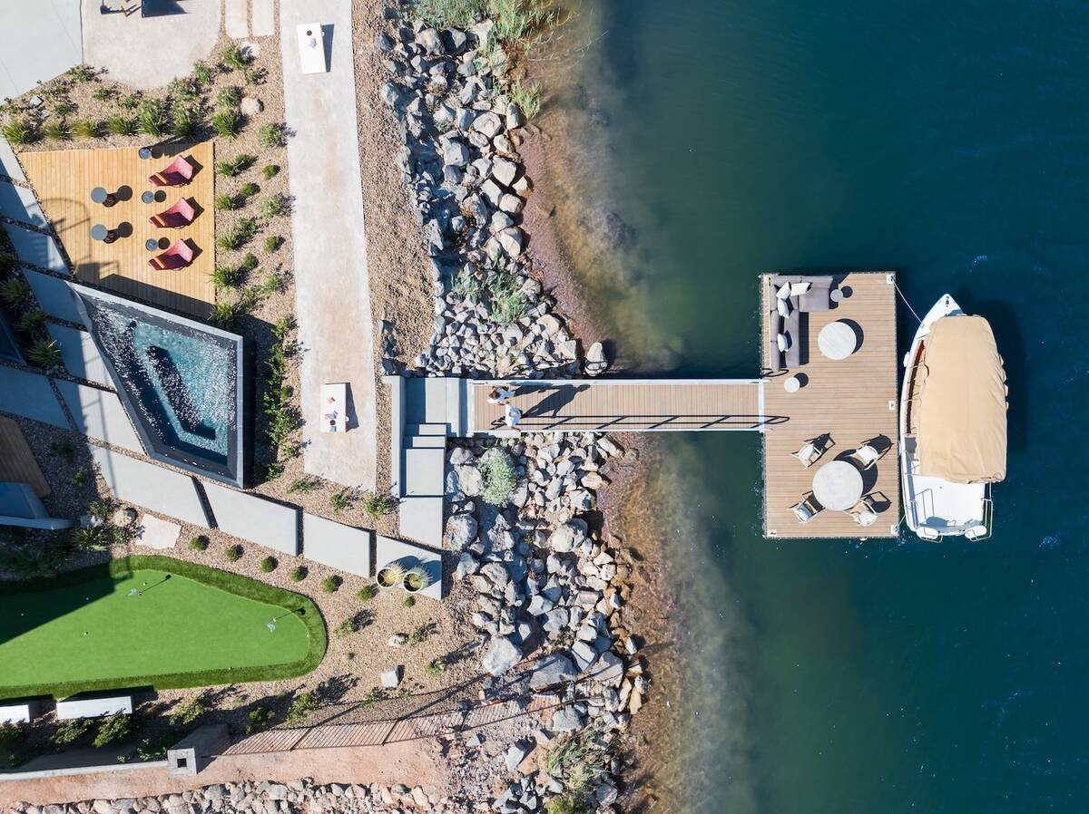 The Blue Heron Nexus Arvada show home is a lake-front property with a boat dock. (Blue Heron)