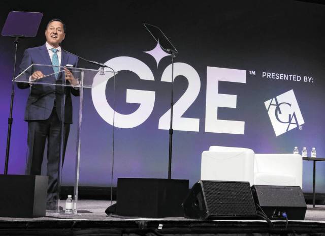 Bill Miller, president and CEO American Gaming Association, welcomes conventioneers to the Glob ...