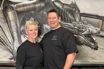 Metal sculptor Kevin Stone and wife, Michelle, will hold a grand opening at their new studio Fe ...