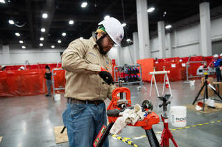 Jacob Ramirez of San Antonio, representing AirCo Mechanical Ltd., a member of ABC South Texas, ...