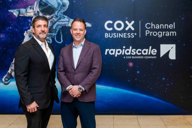 From left, Cox’s Bobby Spilsbury, a RapidScale senior cloud solutions consultant, with RapidS ...