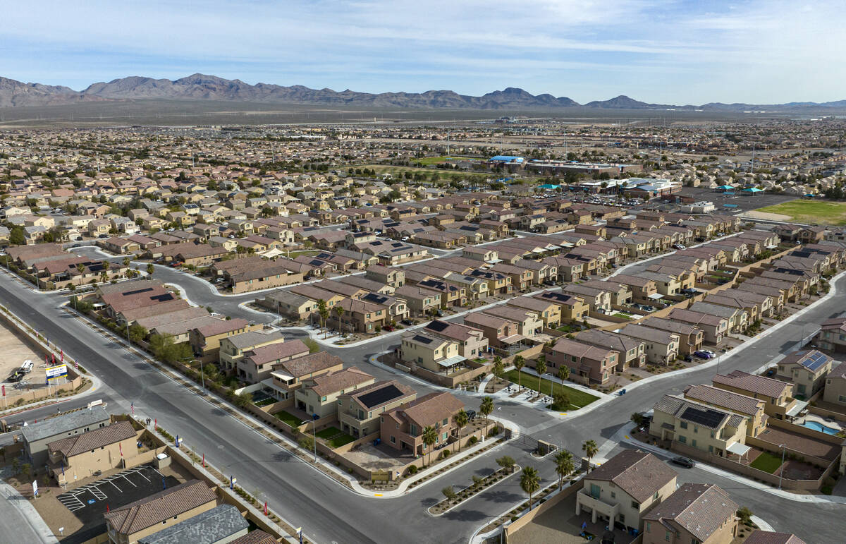An aerial photo shows homes at the corner of Ann Road and Donna Street in North Las Vegas. Sout ...