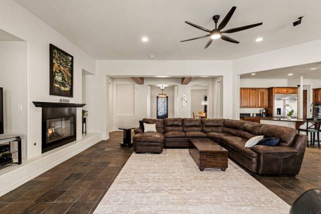 The living room is off the kitchen. (Fraser Almeida, Luxury Homes Photography)