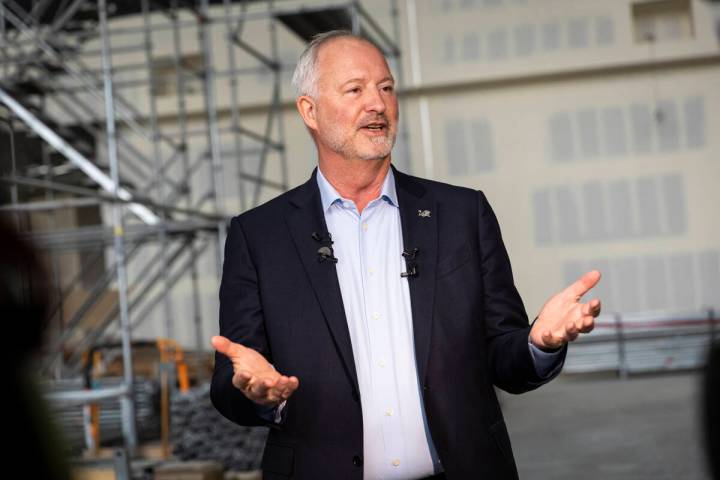 Steve Hill, president and CEO of the Las Vegas Convention and Visitors Authority, speaks at a r ...