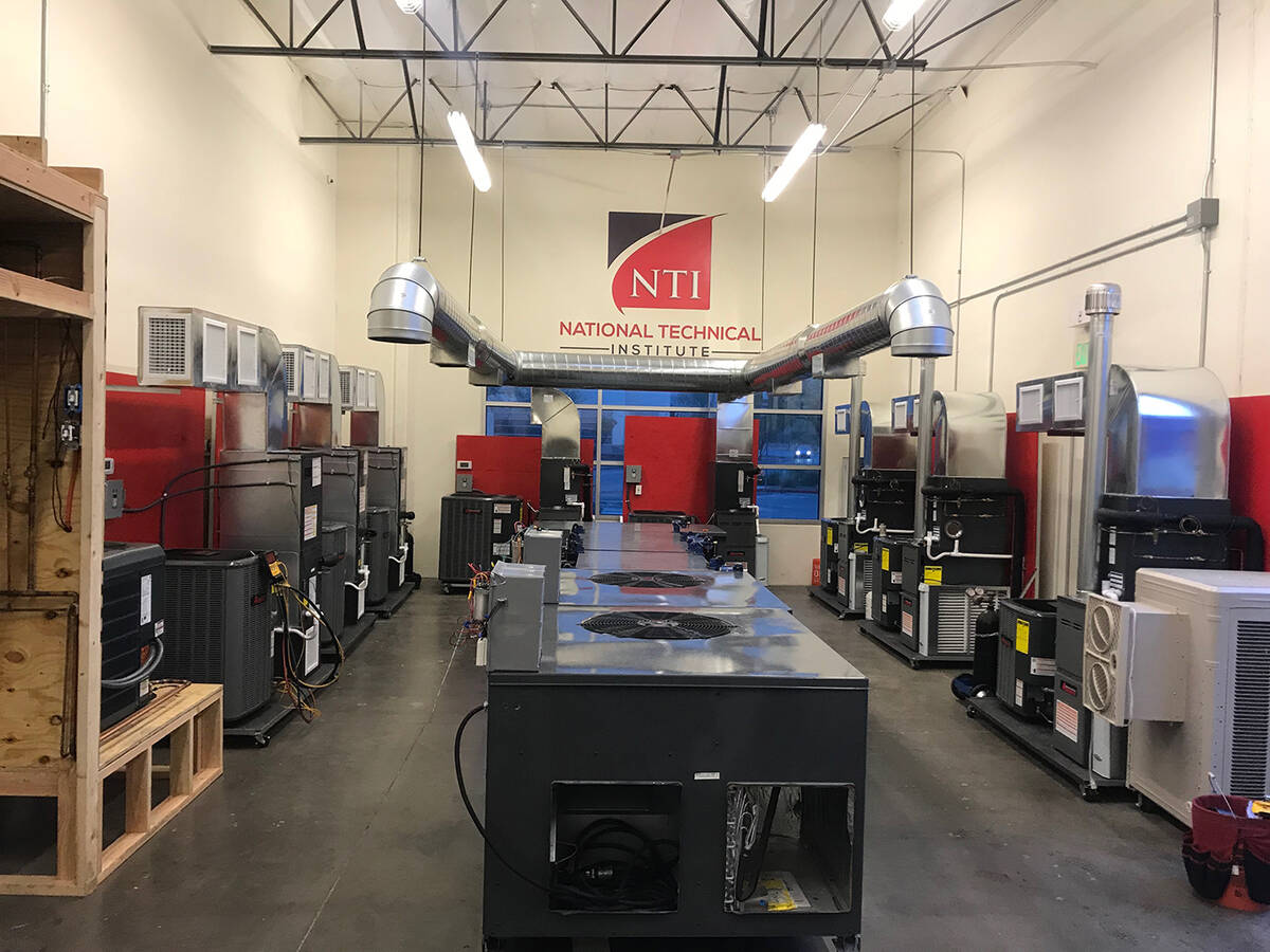 Various HVAC equipment offers hands-on experience at NTI. (Photo courtesy of NTI Trade School)