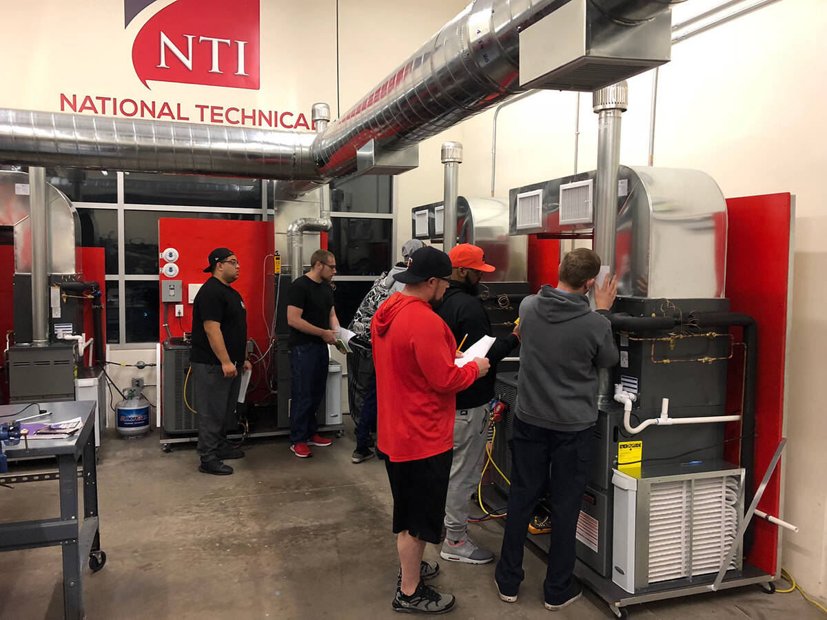 NTI Students learn to use HVAC repair equipment. (Photo courtesy of NTI Trade School)