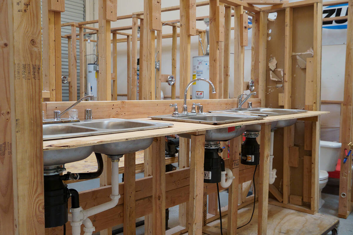 Sinks are also part of the plumbing lab. (Photo courtesy of NTI Trade School)