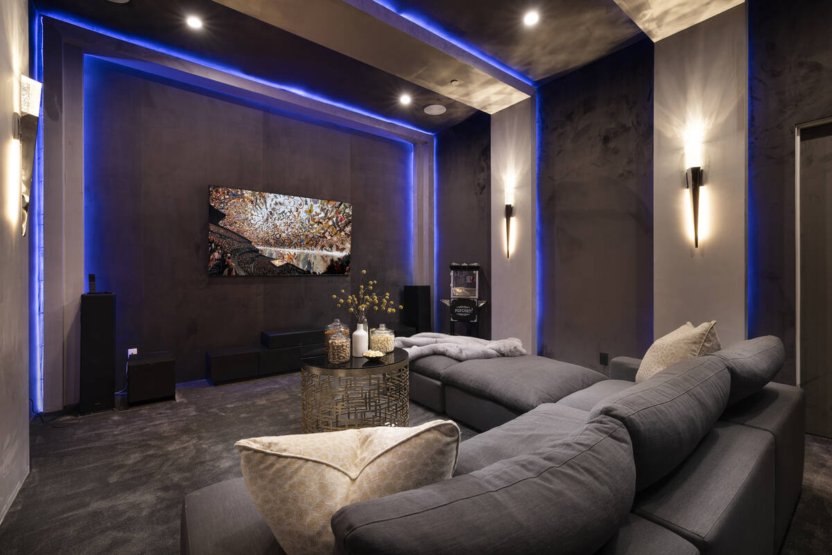 The mansion has a home theater, game room, offices, fitness room, wellness spa, wine cellar wit ...