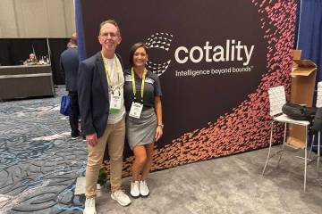 Jeff Earl, senior manager of the contractor engagement team for Cotality, and Beth Johnson, CEO ...