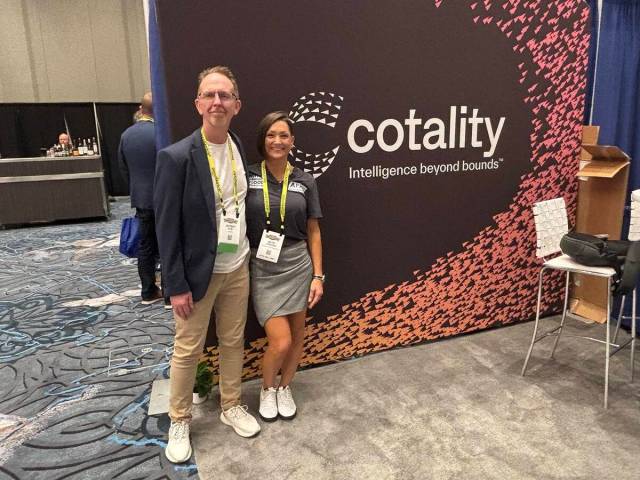 Jeff Earl, senior manager of the contractor engagement team for Cotality, and Beth Johnson, CEO ...
