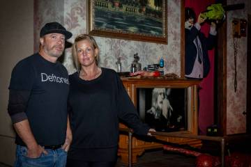 Shay Kwasneski and Bryan Belch do the classic horror Halloween this year. (Tonya Harvey/Real Es ...