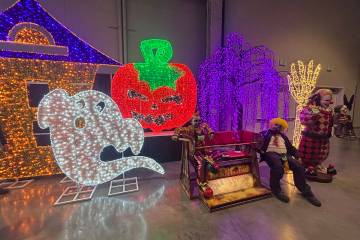 Exterior décor including lights highlight the Halloween season as demonstrated by Best Hallowe ...